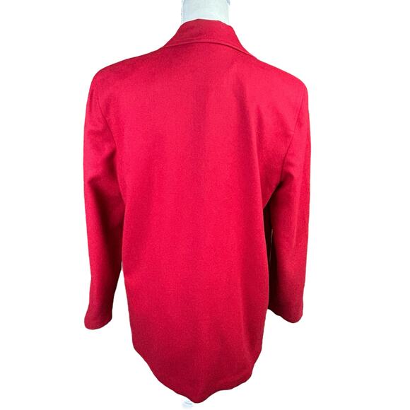 Nouveaux Wool Blazer Women Size 10 Red Single Button Front Classic Retro Coat - Picture 2 of 12
